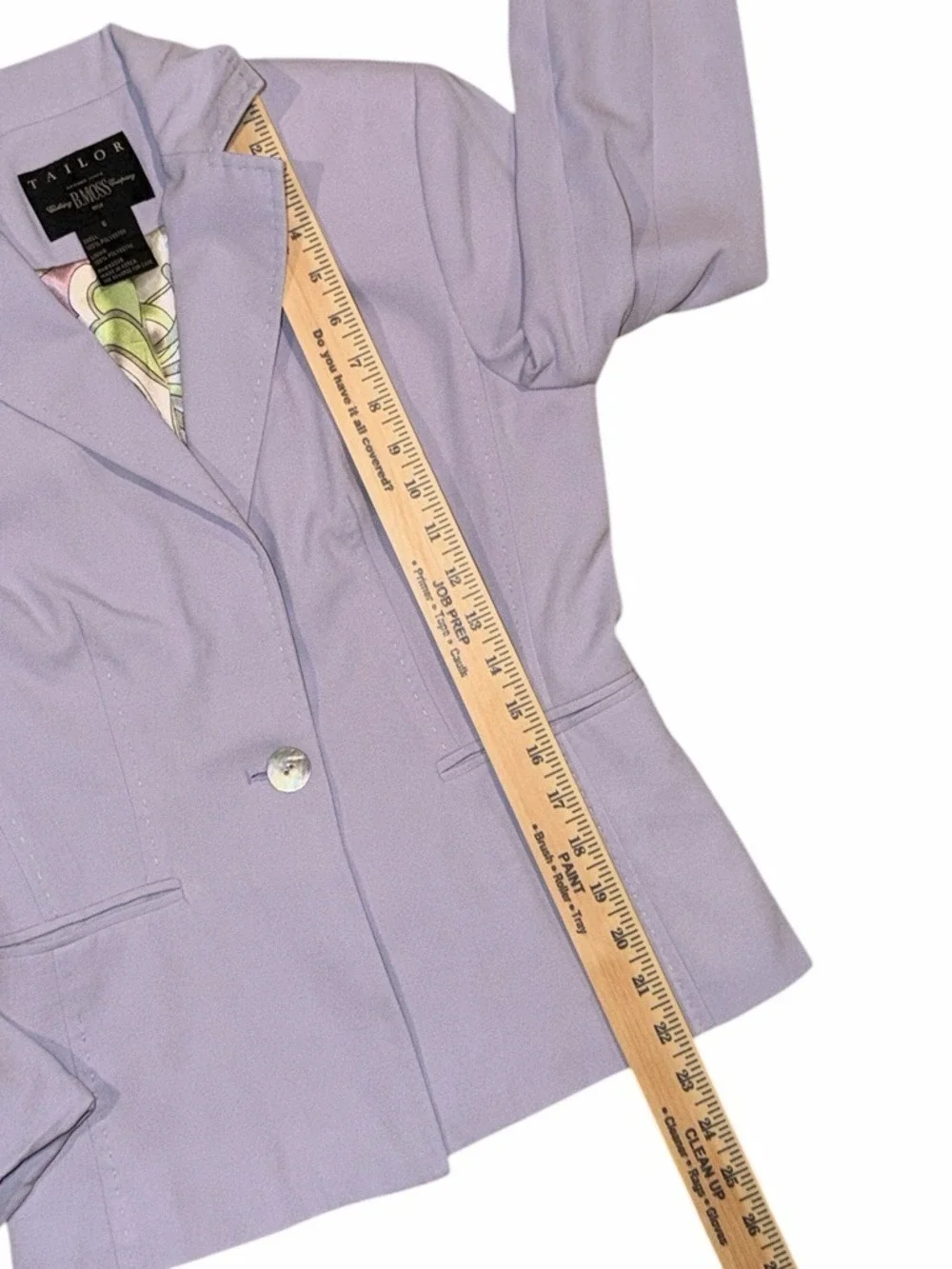 B Moss Tailor Blazer Lilac Lavender Single Button Size 6